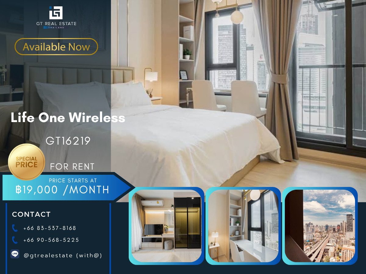 For RentCondoWitthayu, Chidlom, Langsuan, Ploenchit : 💎 GT16219 | Condo Life One Wireless, convenient travel, near BTS, beautifully decorated room, fully furnished. Ready to move in!!