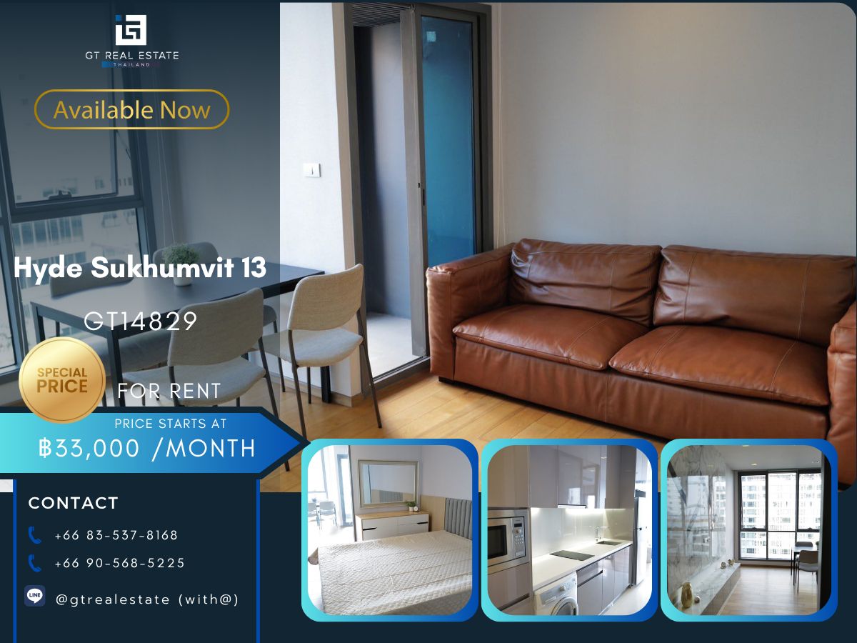 For RentCondoNana, North Nana,Sukhumvit13, Soi Nana : The Hyde Sukhumvit 13 condo is convenient to travel near the BTS Skytrain. Ready to move in !!