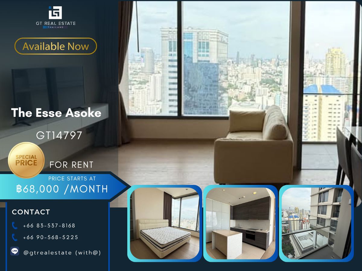 For RentCondoSukhumvit, Asoke, Thonglor : The ESSE Asoke Condo is convenient to travel near the BTS Skytrain. There is a beautiful room shuttle, complete furniture !!