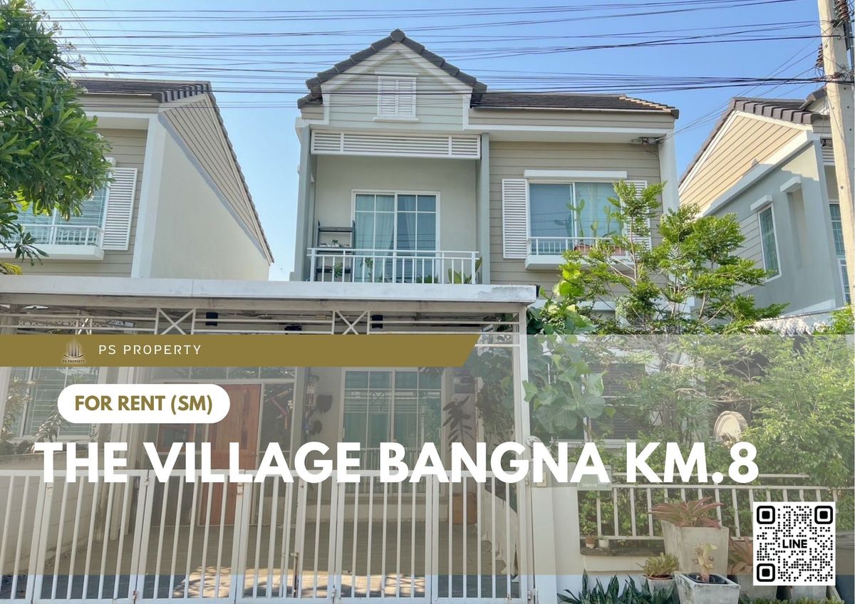 For RentTownhomeSamut Prakan,Samrong : Townhouse for rent 🔥 The Village Bangna km.8 🔥 3 bedrooms, 2 bathrooms, fully furnished and equipped with appliances.
