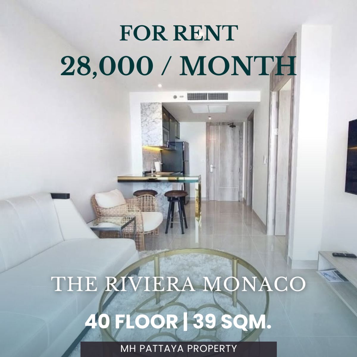 For RentCondoPattaya, Bangsaen, Chonburi : Condo for Rent at the Riviera Monaco Pattaya | 1 Bedroom Sea View - 28,000 THB/Month