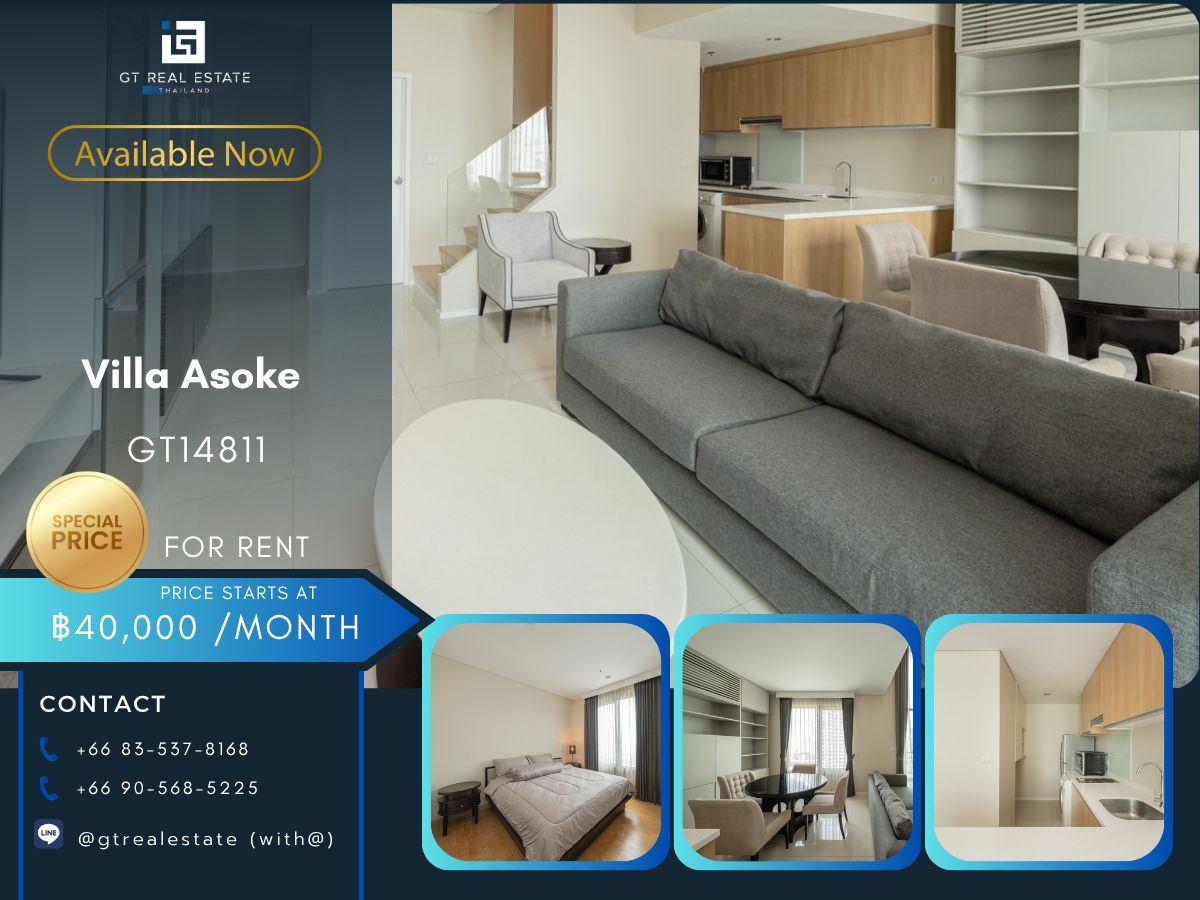 For RentCondoRama9, Petchburi, RCA : Villa Asoke Condo is convenient to travel near the MAT BTS. Ready to move in !!