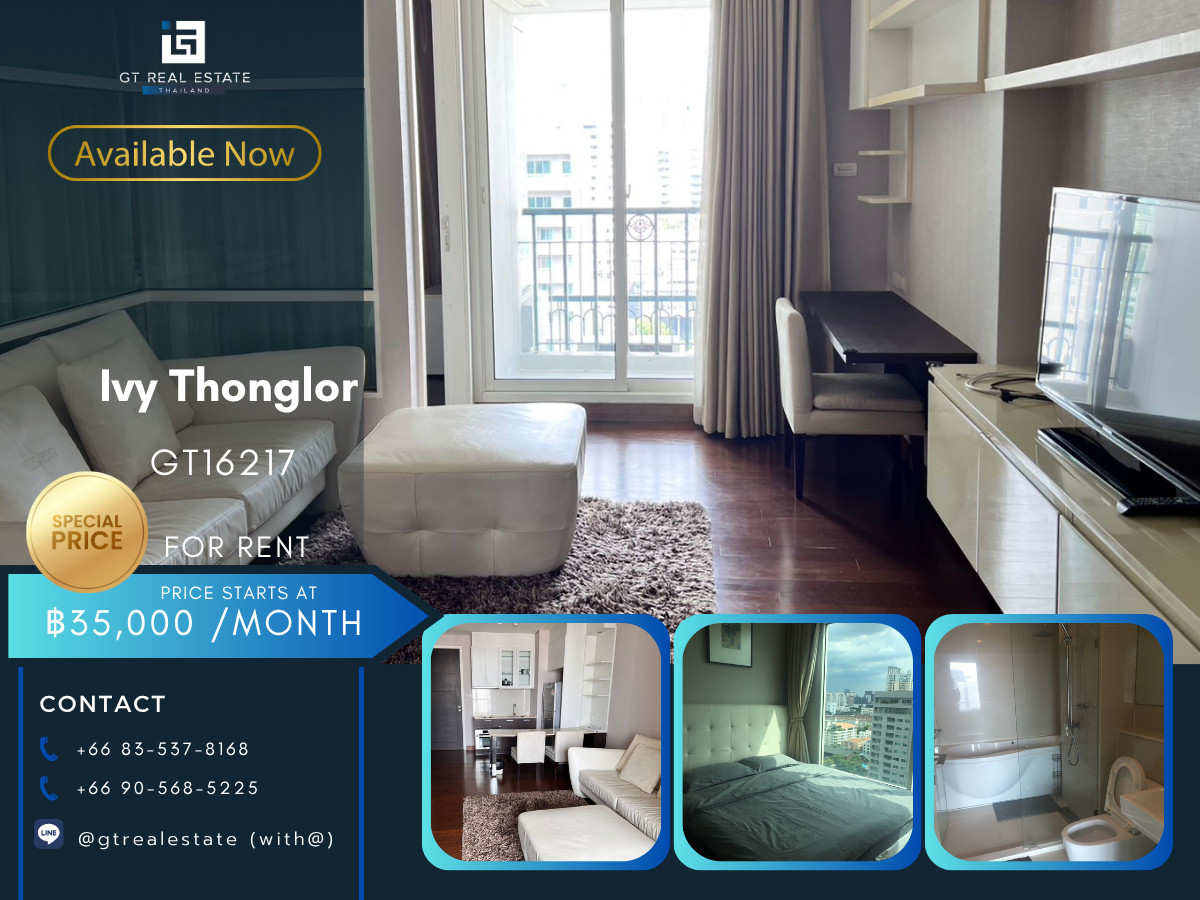 ให้เช่าคอนโดสุขุมวิท อโศก ทองหล่อ : 💎 GT16217 |  คอนโด Ivy Thonglor เดินทางสะดวก มีรถรับส่ง ห้องสวยทำเลดี เฟอร์นิเจอร์ครบ พร้อมอยู่!!