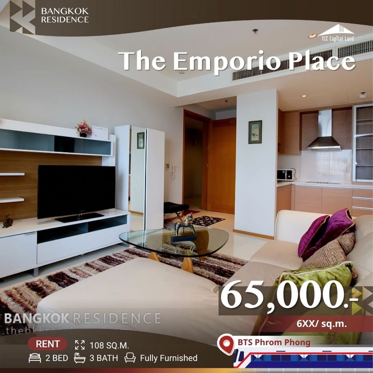 ให้เช่าคอนโดสุขุมวิท อโศก ทองหล่อ :  The Emporio Place 💫 High-Floor Unit with Good View 🌃 Near BTS Phrom Phong 