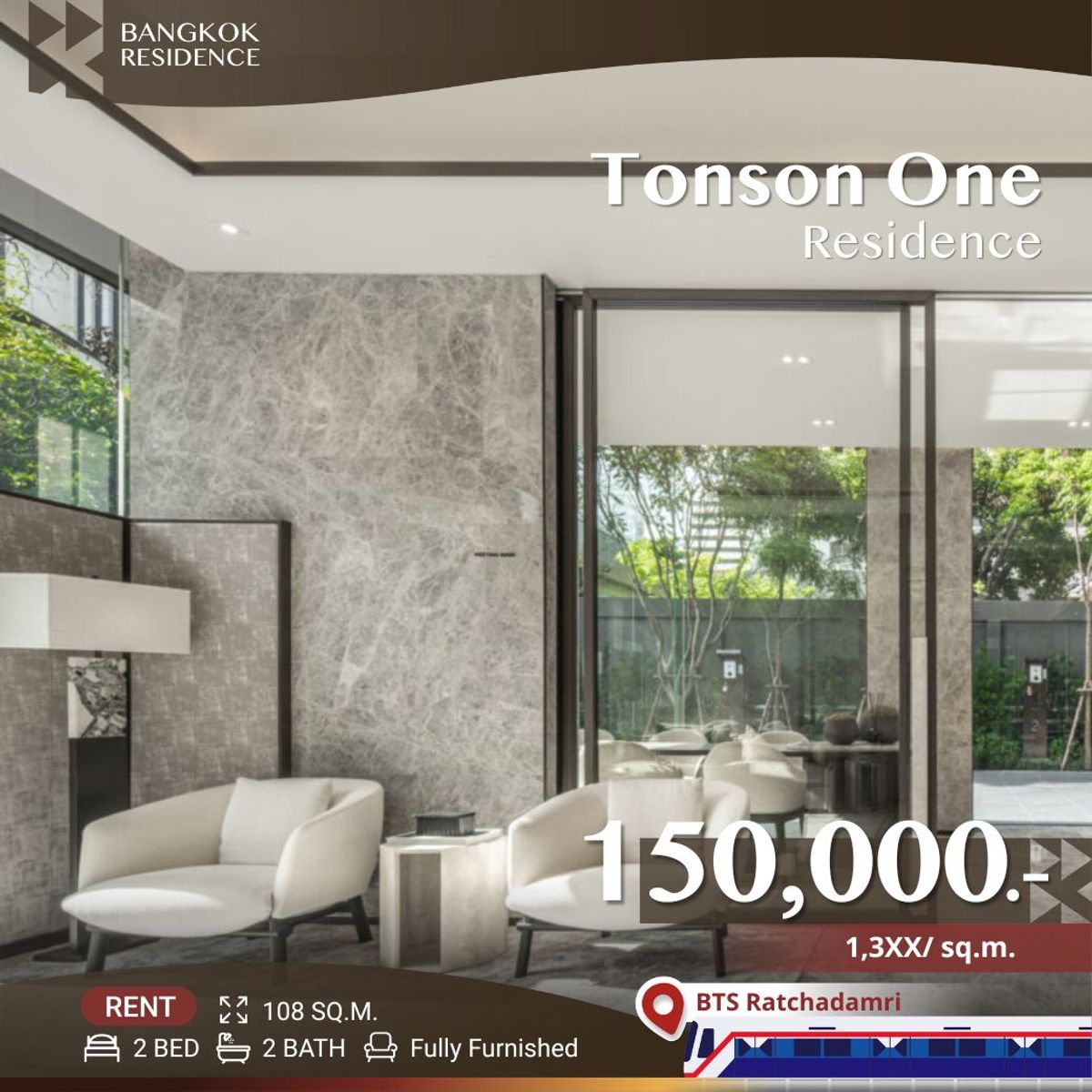 ให้เช่าคอนโดวิทยุ ชิดลม หลังสวน : Tonson One Residence ✨ Experience the ultimate living, Private Lift 💎 Near BTS Chidlom