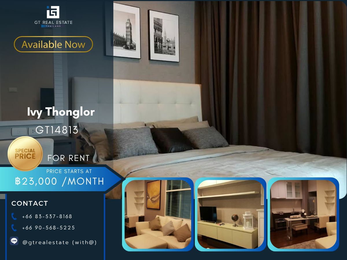 For RentCondoSukhumvit, Asoke, Thonglor : Ivy Thonglor Condo is convenient to travel with a beautiful room shuttle, good location. Complete furniture !!