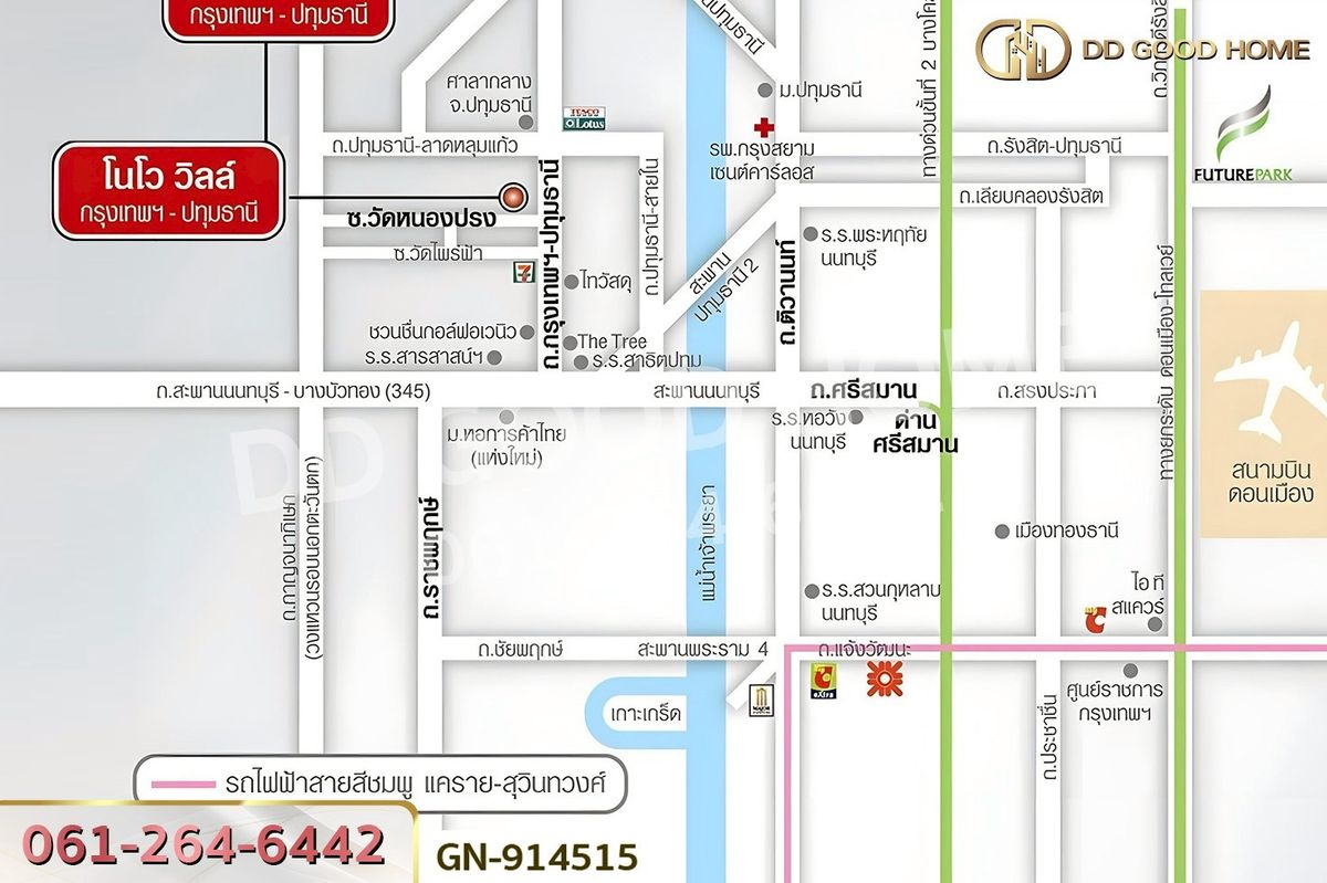 For SaleTownhomePathum Thani,Rangsit, Thammasat : GN-914515 Townhomes at Novo Ville Bangkok-Pathum Thani, near Pathum Thani City Hall