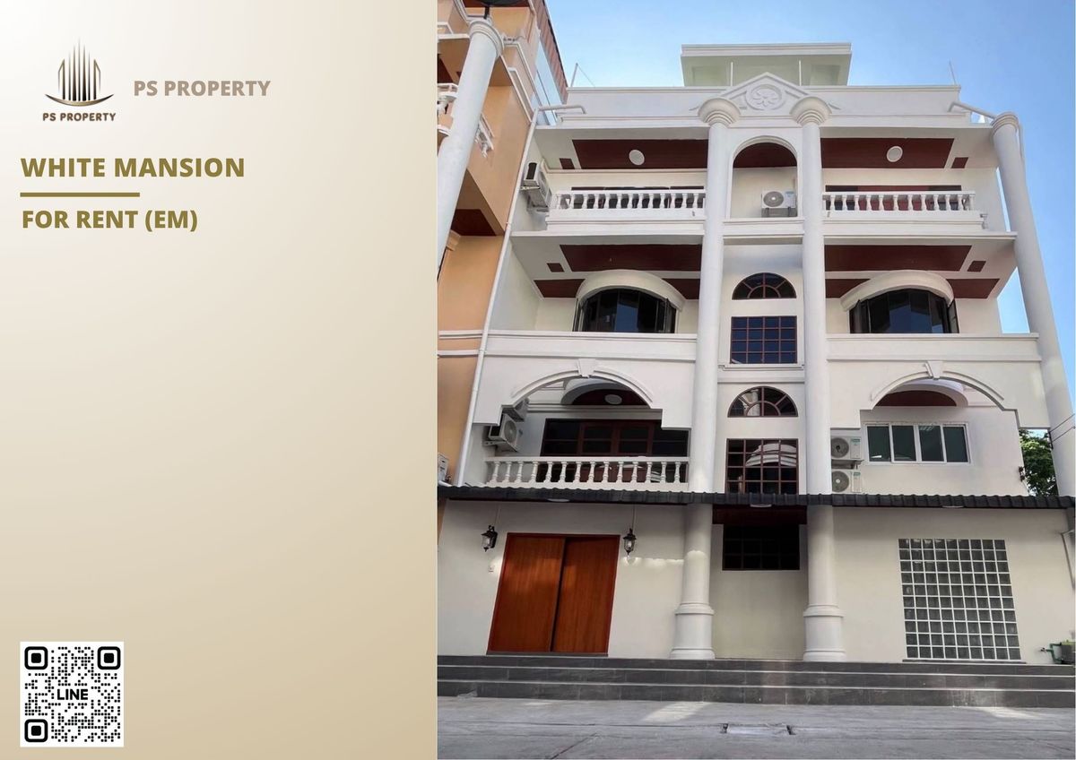 For RentTownhomeKhlongtoei, Kluaynamthai : Townhouse for rent ✨ White Mansion ✨ 5-storey house, 5 bedrooms, 7 bathrooms, Thonglor Soi 25