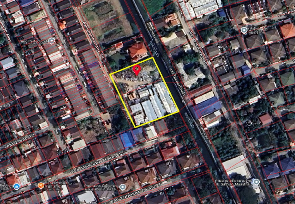 For SaleLandSeri Thai, Ramkhamhaeng Nida : Land for sale in Soi Ramkhamhaeng 84, Hua Mak, Bang Kapi, Bangkok, area of ​​2-0-95 rai.