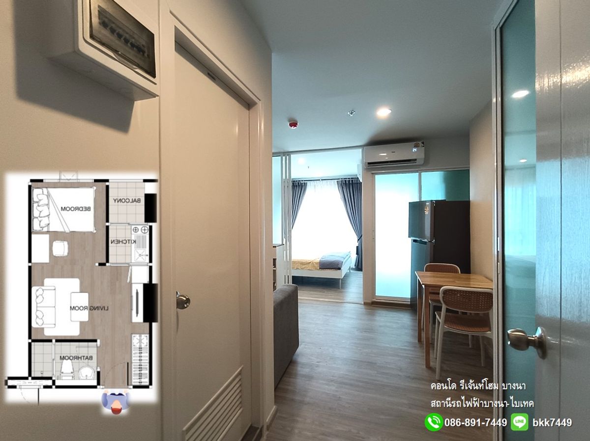 For RentCondoBangna, Bearing, Lasalle : ✅✅ give the rental room Rejan Home Condo, Bangna, Building A, Floor 9, Bang Na BTS Station Ready to enter 31/12/2025