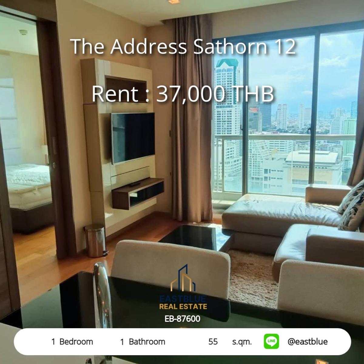 ให้เช่าคอนโดสาทร นราธิวาส : เช่าคอนโดหรู 1 ห้องนอน The Address Sathorn 12 
เดินทางสะดวก ใกล้ BTS Saint Louis เพียง 37,000 บาท/เดือน!