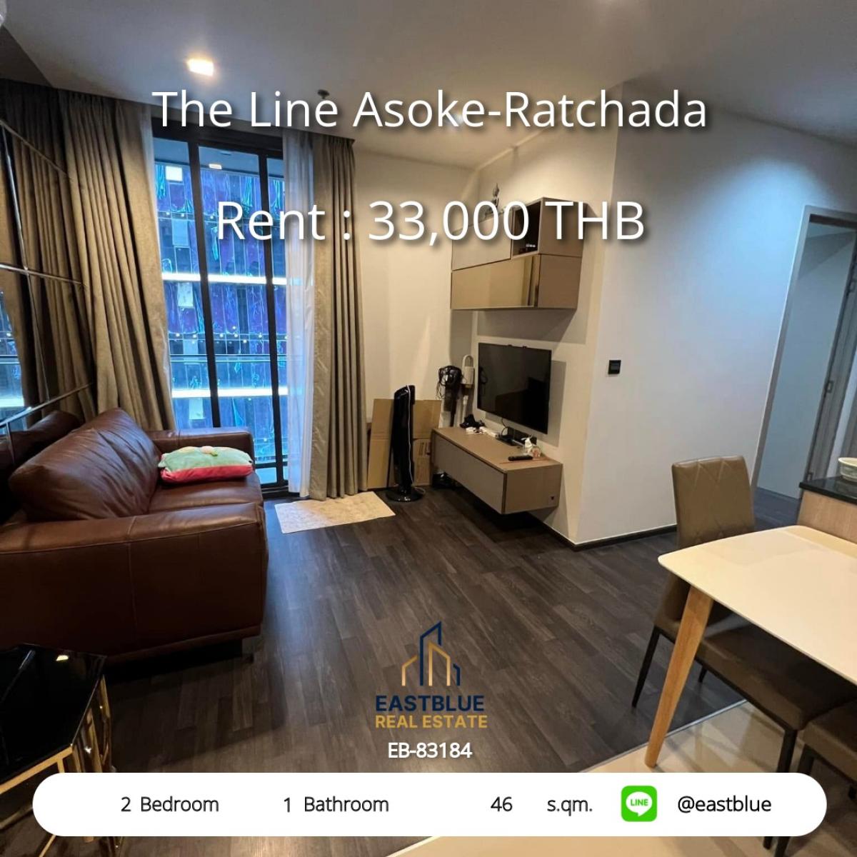 For RentCondoBang kae, Phetkasem : เช่า The Line Asoke-Ratchada 2 ห้องนอน ใกล้ MRT พระราม 9 
ชีวิตสะดวกสุดๆ พร้อมสระว่ายน้ำ-ฟิตเนส ราคาเพียง 33,000 บาท/เดือน!