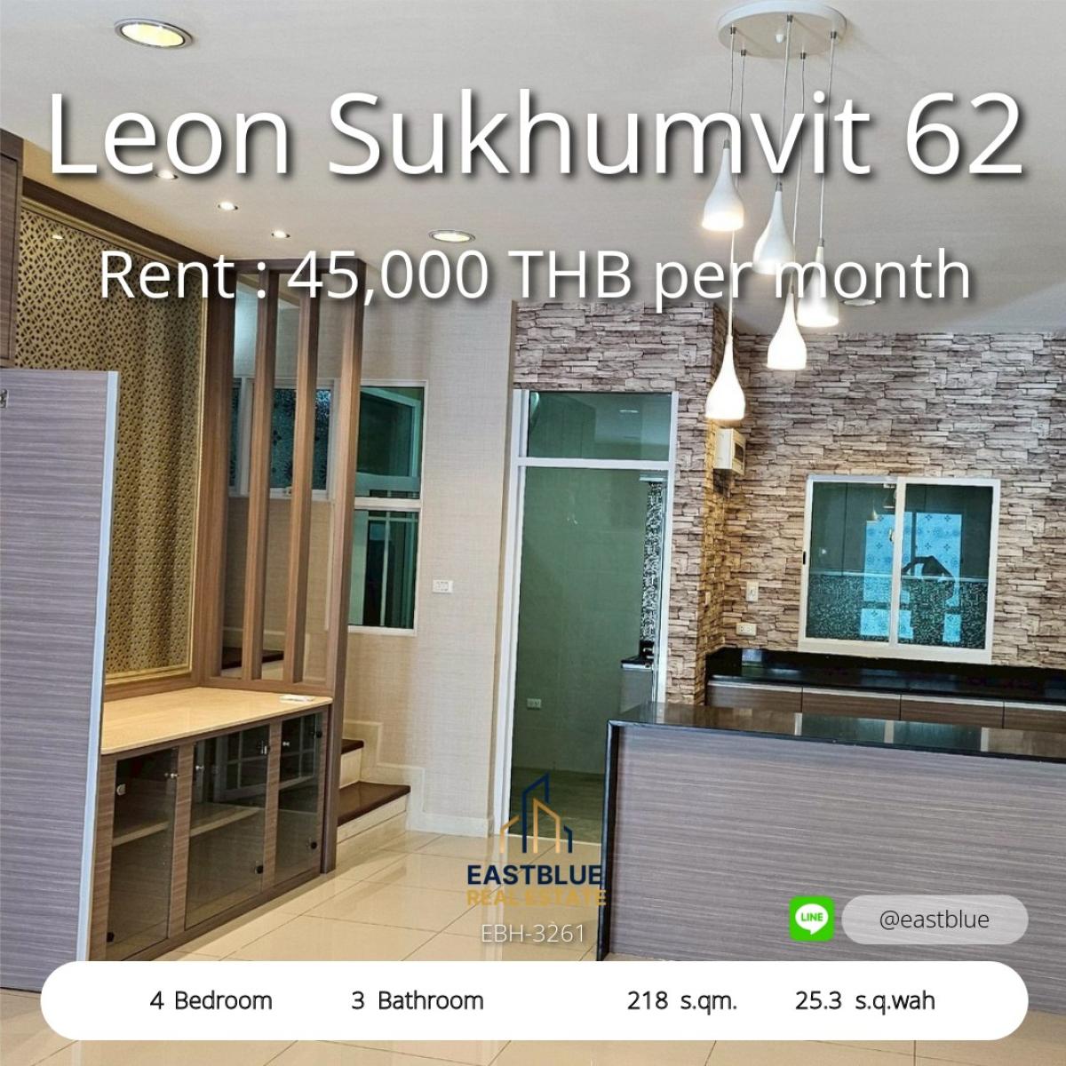 For RentTownhomeOnnut, Udomsuk : บ้านหรู 4 ห้องนอน เลี้ยงครอบครัวสุขสบาย | Luxury 4-Bedroom House for Cozy Family Living 
เช่าหรือซื้อได้ที่สุขุมวิท 62 เริ่มต้นวันนี้! | Rent or Own at Sukhumvit 62 – Start Living Today!