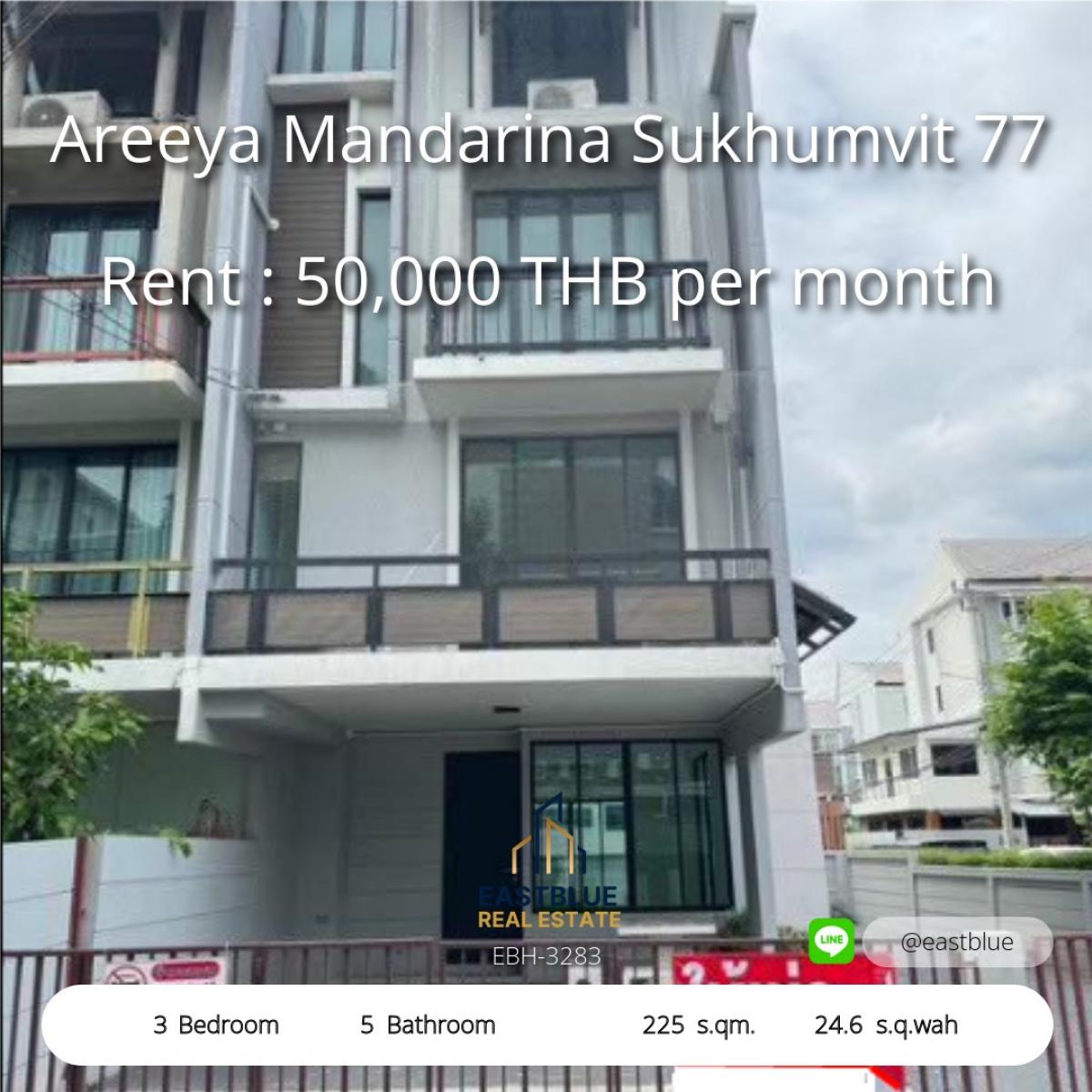For RentTownhomeOnnut, Udomsuk : Luxury 3 bedroom house in the heart of Sukhumvit 77, ready to rent 50,000 baht/month. 
Luxury 3-Bedroom House in Sukhumvit 77 for Rent at 50,000 THB/month
