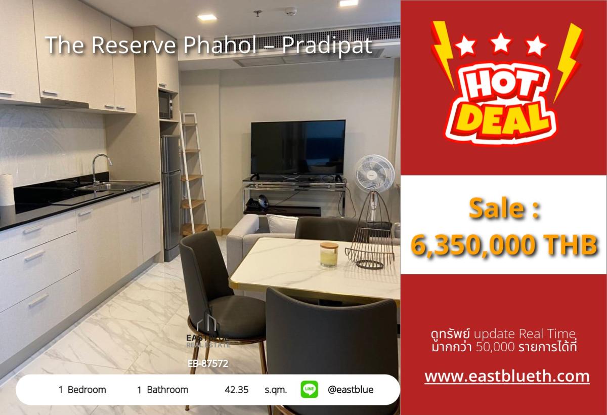 For SaleCondoOnnut, Udomsuk : The actual price includes expenses of the condo The Reserve Phahol – Pradipat. 
Near BTS Saphan Khwai, 500 m., price 6.35 million baht, easy installments!
