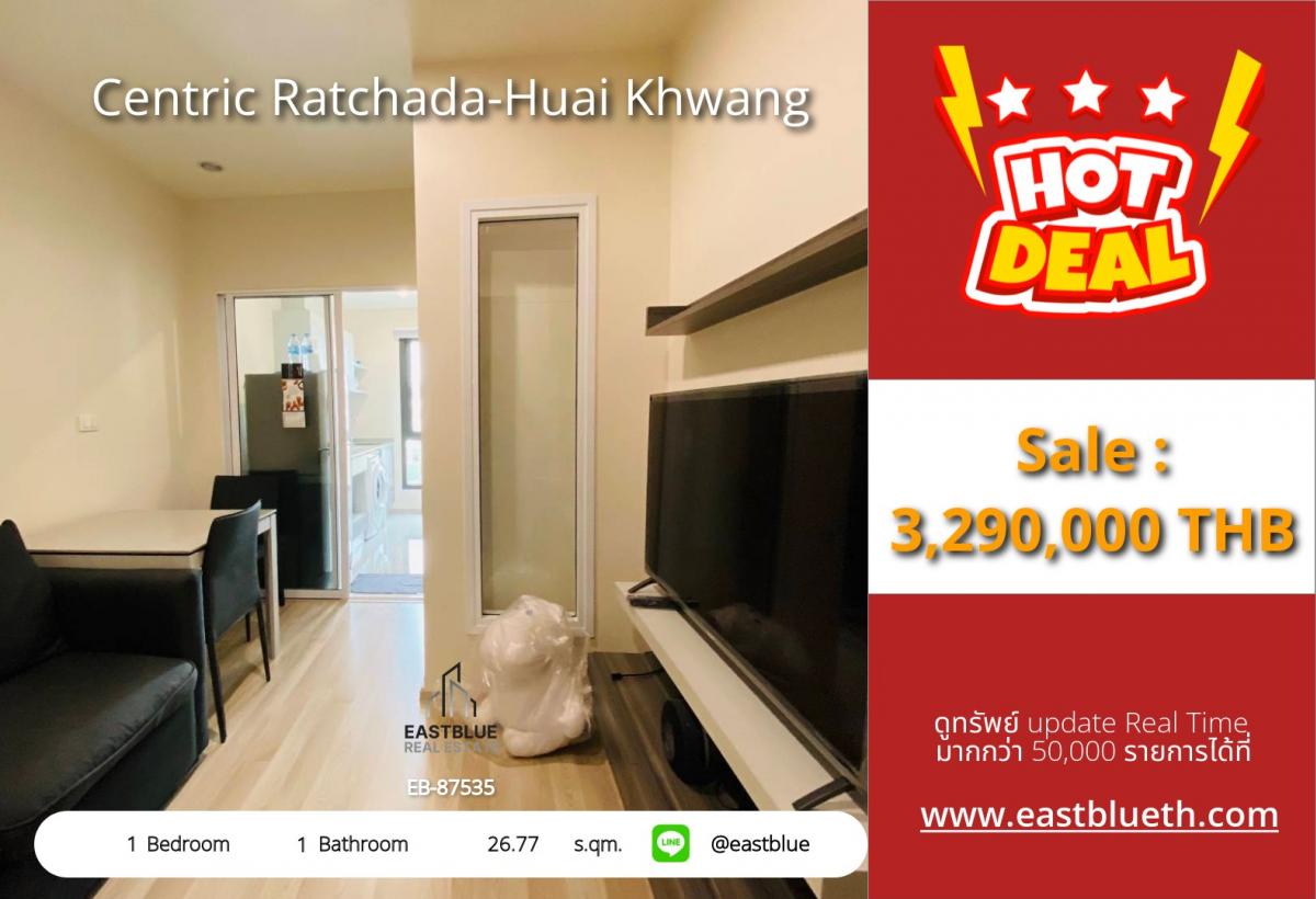 For SaleCondoRatchadapisek, Huaikwang, Suttisan : Actual price includes expenses, luxury 1 bedroom condo in the heart of Ratchada-Huai Khwang, starting at 3.29 million! Ready to move in, near MRT Huai Khwang, all the conveniences you need.