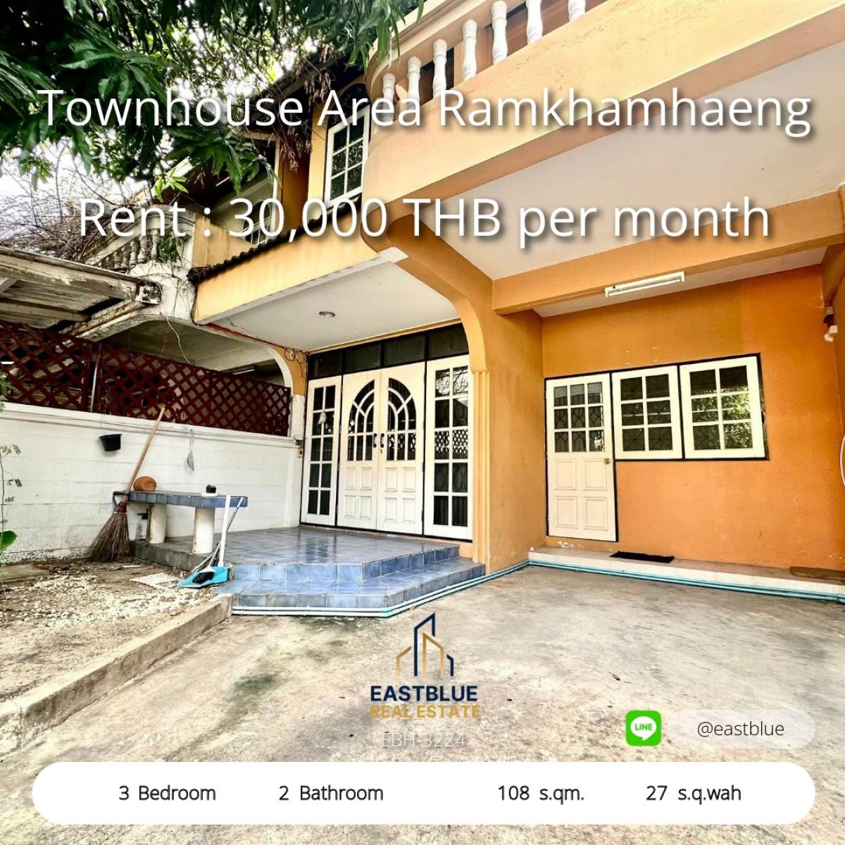 For RentTownhomeRamkhamhaeng, Hua Mak : Townhouse for rent, Ramkhamhaeng, near university Ready to move in immediately Rent Cozy Townhouse Near Ramkhamhaeng University, Move In Now!