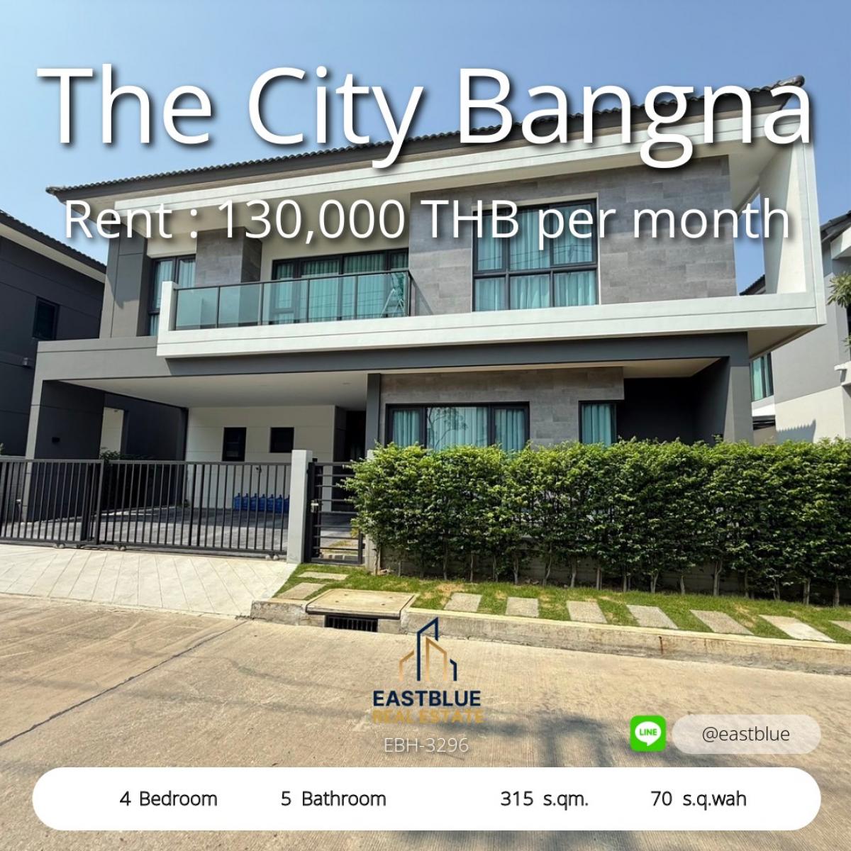 For RentHouseBangna, Bearing, Lasalle : Luxury house, 4 bedrooms, next to Bangna city, 130,000 baht/month. Luxury 4-Bedroom House in The City Bangna for 130,000 THB/Month