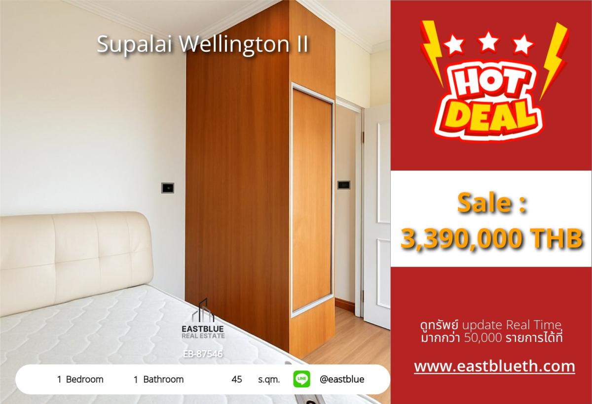 For SaleCondoRama9, Petchburi, RCA : 24/03/2026, Condo near BTS Cultural Center, fully furnished and ready to move in!
Supalai Wellington II, 1 bedroom, starting at only 3.39 million. 0642748883