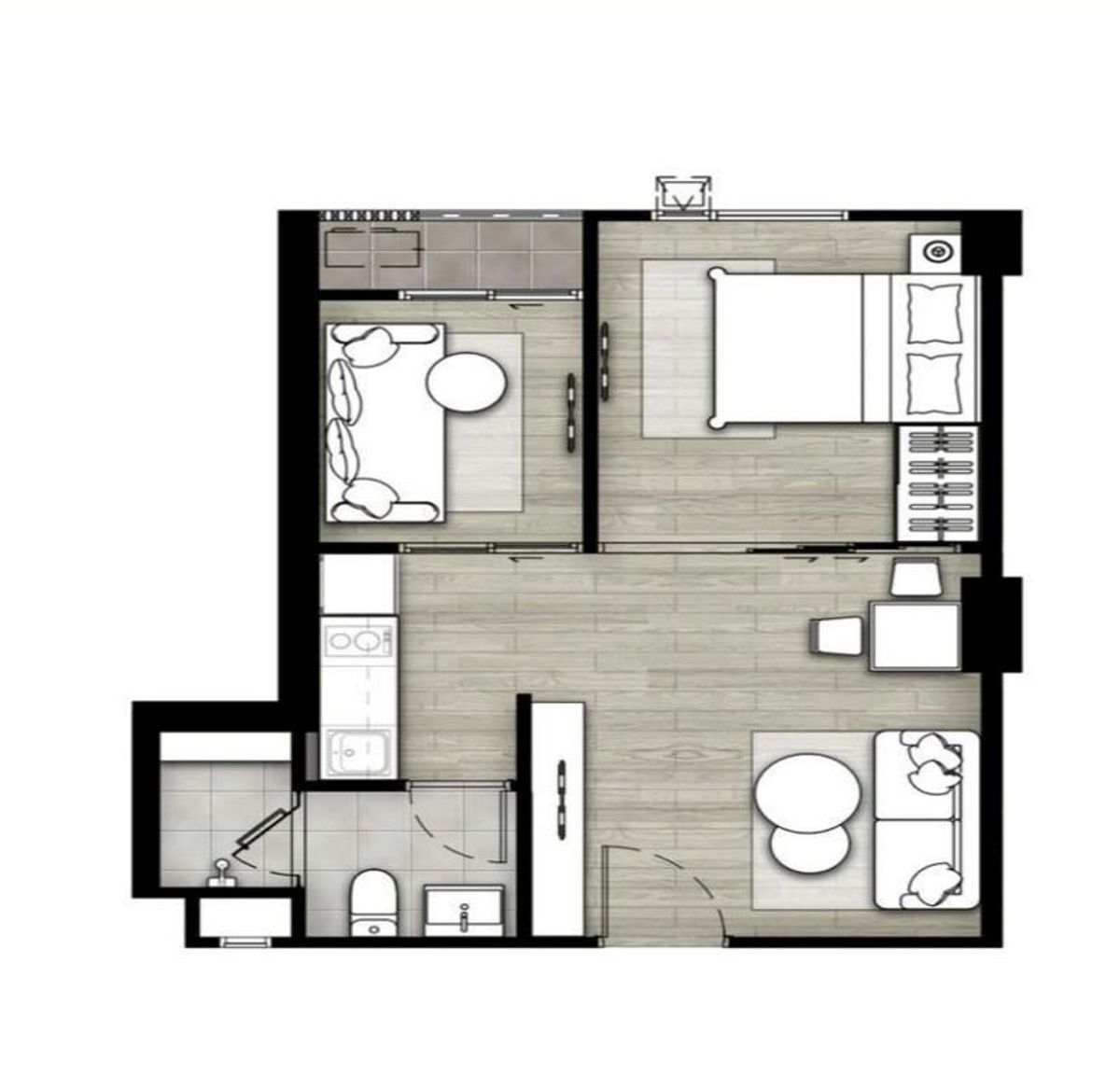 For SaleCondoVipawadee, Don Mueang, Lak Si : 🏰 Condo for sale Knightsbridge Phahonyothin-Interchange 35 square meters, corner room, 2 bedrooms, 5th floor, Anusawari Subdistrict, Bang Khen District, Bangkok