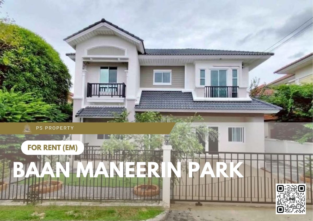For RentHousePathum Thani,Rangsit, Thammasat : Single house for rent 📍 Baan Maneerin Park 📍 3 bedrooms, 3 bathrooms, near the market, Bang Phun Expressway