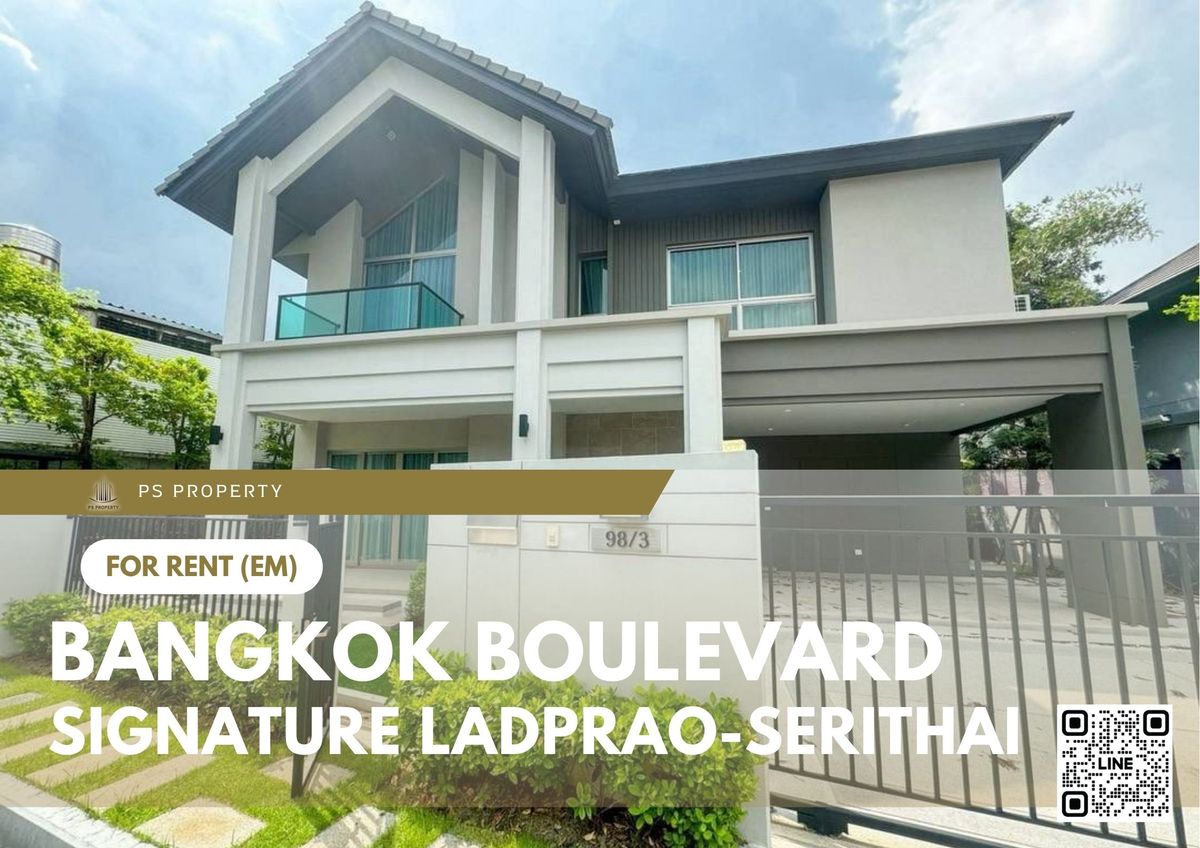For RentHouseSeri Thai, Ramkhamhaeng Nida : Single house for rent ✨ Bangkok Boulevard Signature Ladprao-Serithai ✨ 3 bedrooms, 4 bathrooms, fully furnished and equipped with appliances