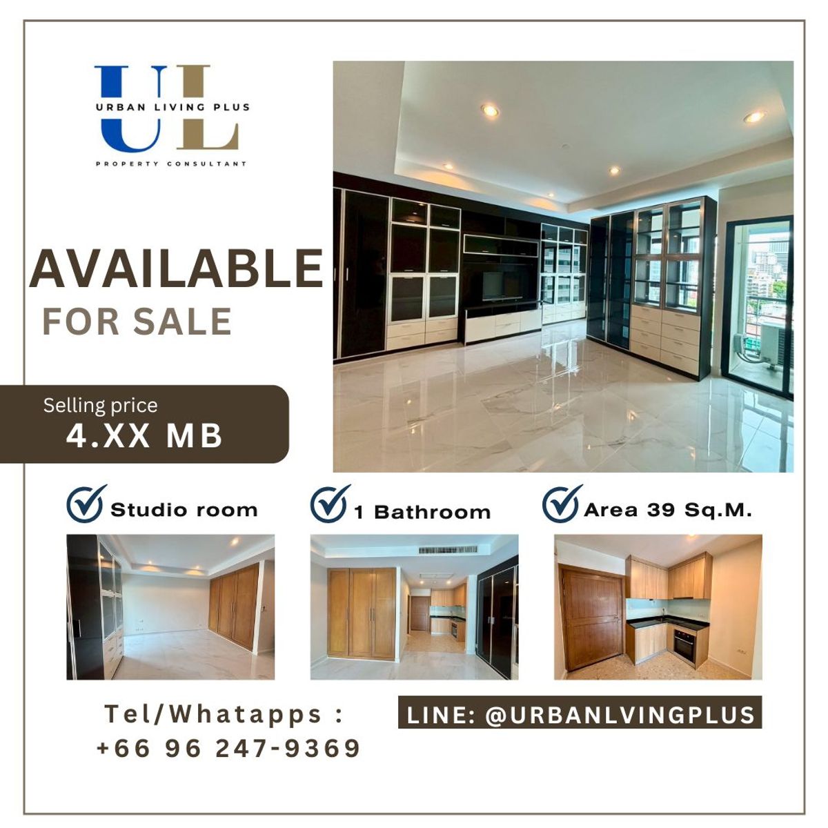 ขายคอนโดสาทร นราธิวาส : ( UL2509021 ) Tel/Line 096-2479369 , ขาย สาธร การ์เด้นส์ คอนโด ห้องสตูดิโอ ขนาด 39 ตร.ม. ห้องรีโนเวทใหม่ ห้องเปล่า🔥🔥