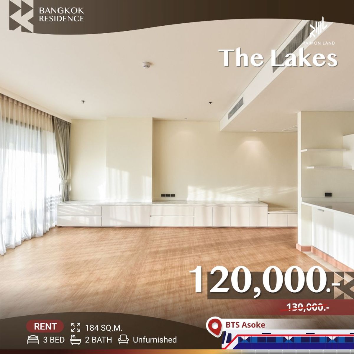 ให้เช่าคอนโดสุขุมวิท อโศก ทองหล่อ :  The Lakes ✨ Spacious Unit with Lake and City View 🌳 ใกล้ BTS อโศก  