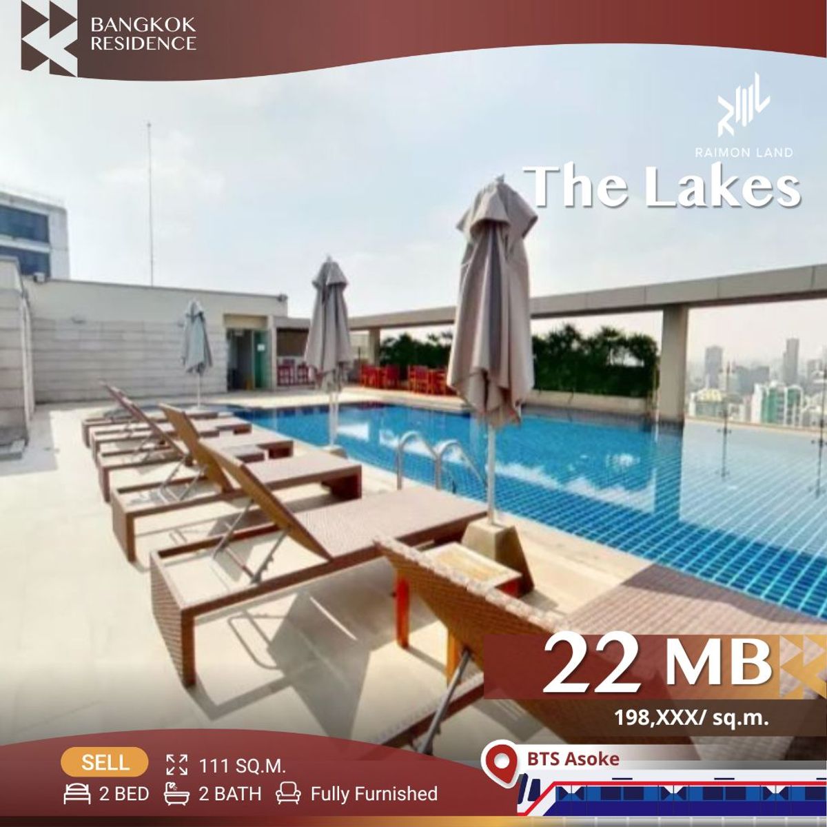 For SaleCondoSukhumvit, Asoke, Thonglor : 🔥Hot Deal!  Luxury Spacious Unit 💎 The Lakes  near BTS Asoke