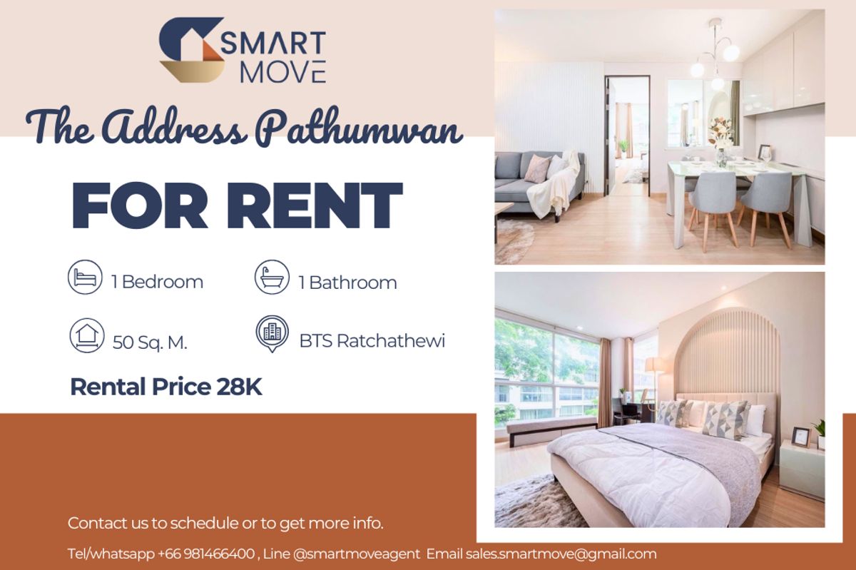For RentCondoRatchathewi,Phayathai : 🔥 For Rent !! 🔥 Code C20230107203..........The Address Pathumwan, 1 bedroom, 1 bathroom, furnished, ready to move in 📣📣