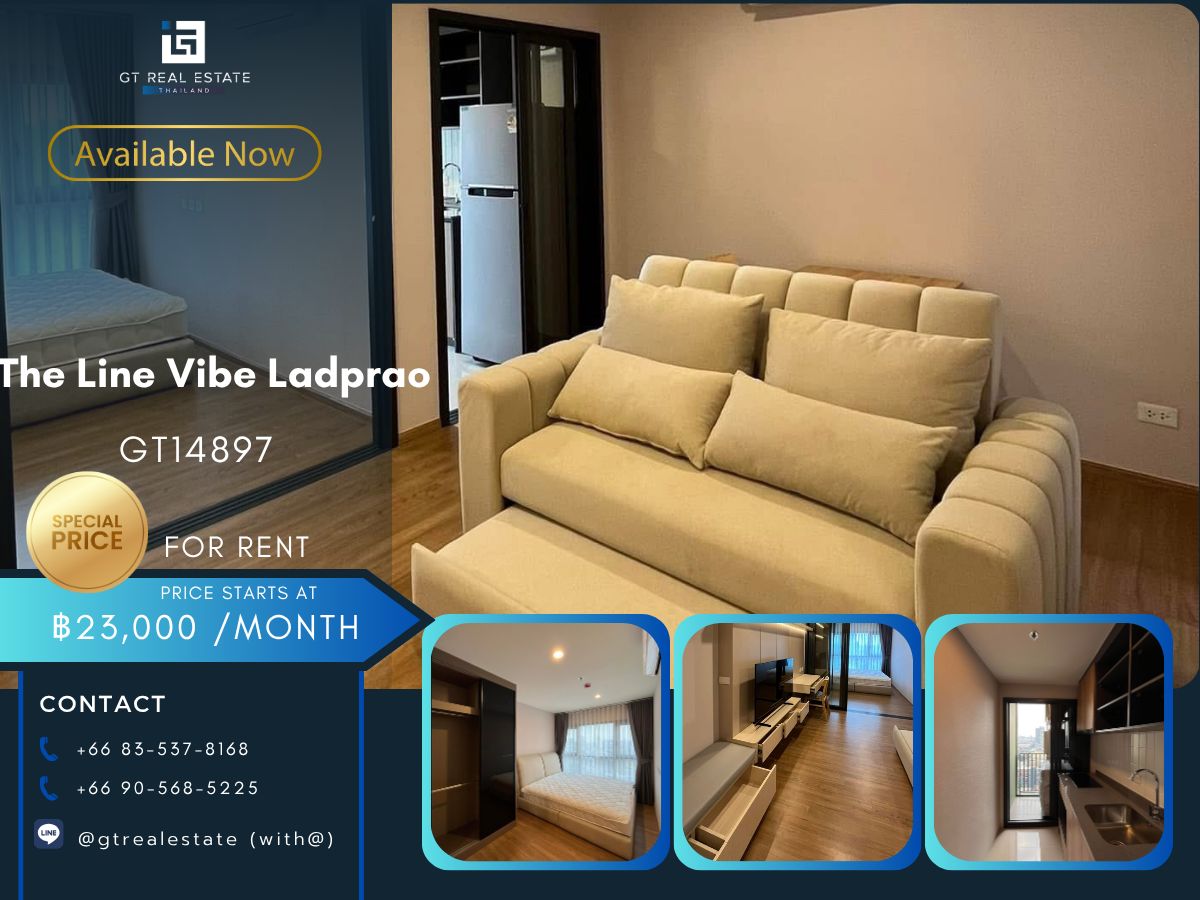 ให้เช่าคอนโดลาดพร้าว เซ็นทรัลลาดพร้าว : คอนโด The Line Vibe เดินทางสะดวก ใกล้รถไฟฟ้าบีทีเอส มีรถรับส่ง ห้องสวย เฟอร์นิเจอร์ครบ พร้อมอยู่