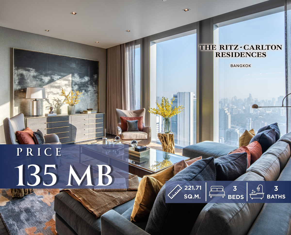 ขายคอนโดสาทร นราธิวาส : 3 Bedroom Olivia Living at เดอะ ริทซ์-คาร์ลตัน เรสซิเดนเซส, Contact 062-496-6454