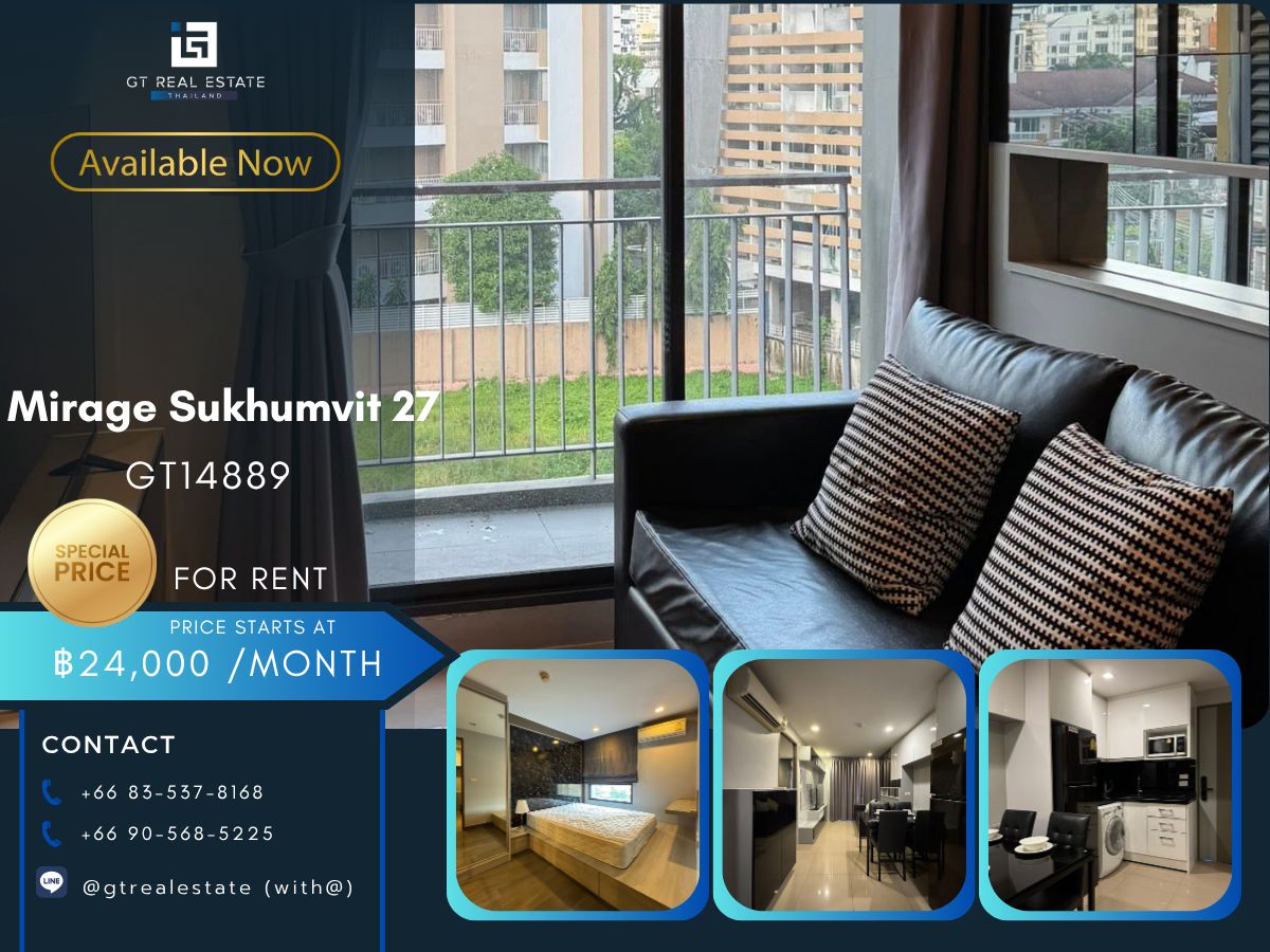 For RentCondoSukhumvit, Asoke, Thonglor : Mirage Sukhumvit 27, convenient transportation, near BTS, have a beautiful room shuttle, complete furniture