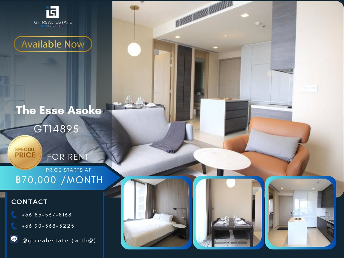 ให้เช่าคอนโดสุขุมวิท อโศก ทองหล่อ : คอนโด The Esse Asoke เดินทางสะดวก ใกล้รถไฟฟ้าบีทีเอส มีรถรับส่ง ห้องสวย เฟอร์นิเจอร์ครบ พร้อมอยู่!!