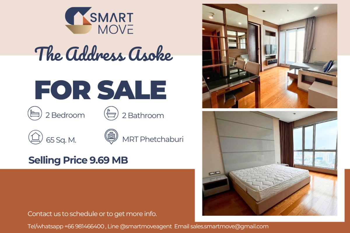For SaleCondoRama9, Petchburi, RCA : 🔥 For Sale !! high floor 35++, Wide living room, nice view, There is a bathtub!! 🔥 Code C20251000015..........The Address Asoke, 2 bedroom, 2 bathroom, furnished, Special Deal!!📣📣
