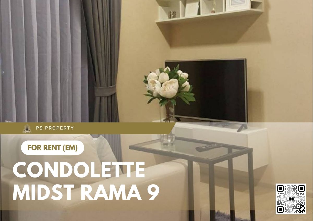 For RentCondoRama9, Petchburi, RCA : For rent 📍 Condolette Midst Rama 9 📍 Fully furnished and equipped with appliances, swimming pool view