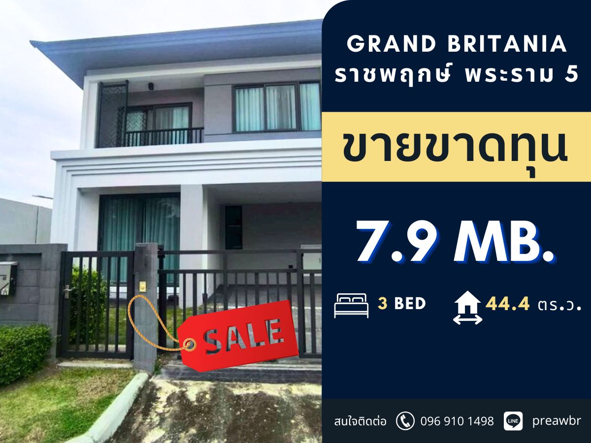 For SaleHouseRama5, Ratchapruek, Bangkruai : 🔥Big discount🔥 Grand Britania Ratchaphruek Rama 5 near Central Westville @7.9 MB