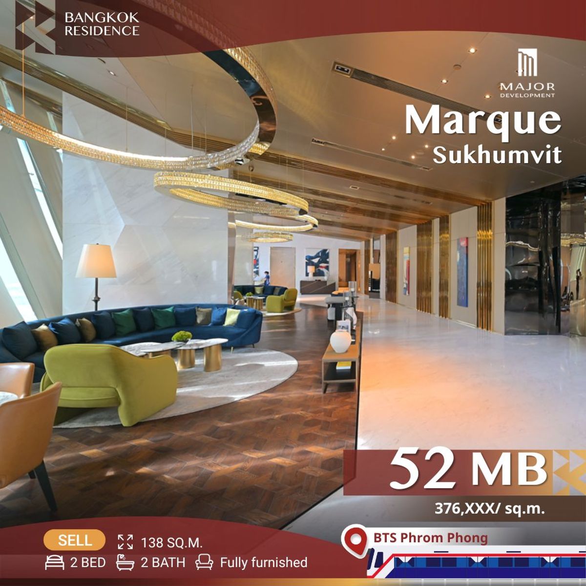 For SaleCondoSukhumvit, Asoke, Thonglor : 🌟 Super Luxury Unit,Best Price, Fully Furnished Marque Sukhumvit, Near BTS Phrom Phong🌟