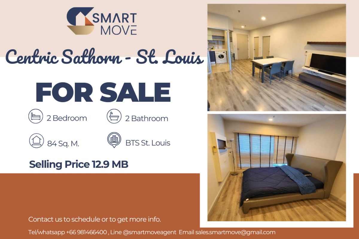 For SaleCondoSathorn, Narathiwat : 🔥 Sale with tenant !! high floor 18++, city view, East Facing, There is regular parking!! 🔥 Code C20221200148..........Centric Sathorn - St. Louis, 2 bedroom, 2 bathroom, furnished, Special Deal!!📣📣