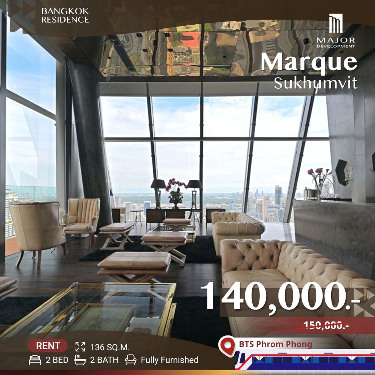 For RentCondoSukhumvit, Asoke, Thonglor :  💥Rare Find! Pet-Friendly Unit 🐱 at Marque Sukhumvit, Super Luxury Residence near BTS Phrom Phong 