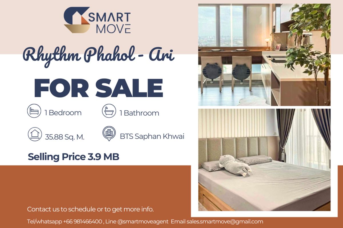 For SaleCondoSapankwai,Jatujak : 🔥 For Sale !! high floor 43++, nice view, Newly renovated, modern style!! 🔥 Code C20250100055..........Rhythm Phahol - Ari, 1 bedroom, 1 bathroom, furnished, Special Deal!!📣📣