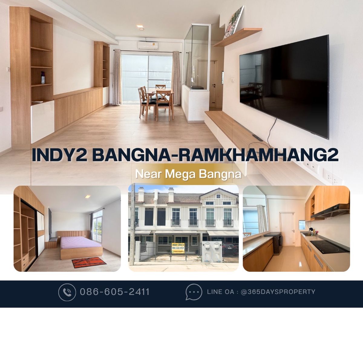 ให้เช่าทาวน์โฮมบางนา แบริ่ง ลาซาล : 💥ForRent💥3Bed • Indy2 Bangna Ramkhamhang2 🏡 Near Mega Bangna 🐱🐶 Pet Friendly ‼️Ready to move in ‼️  Fully Furnished ✨