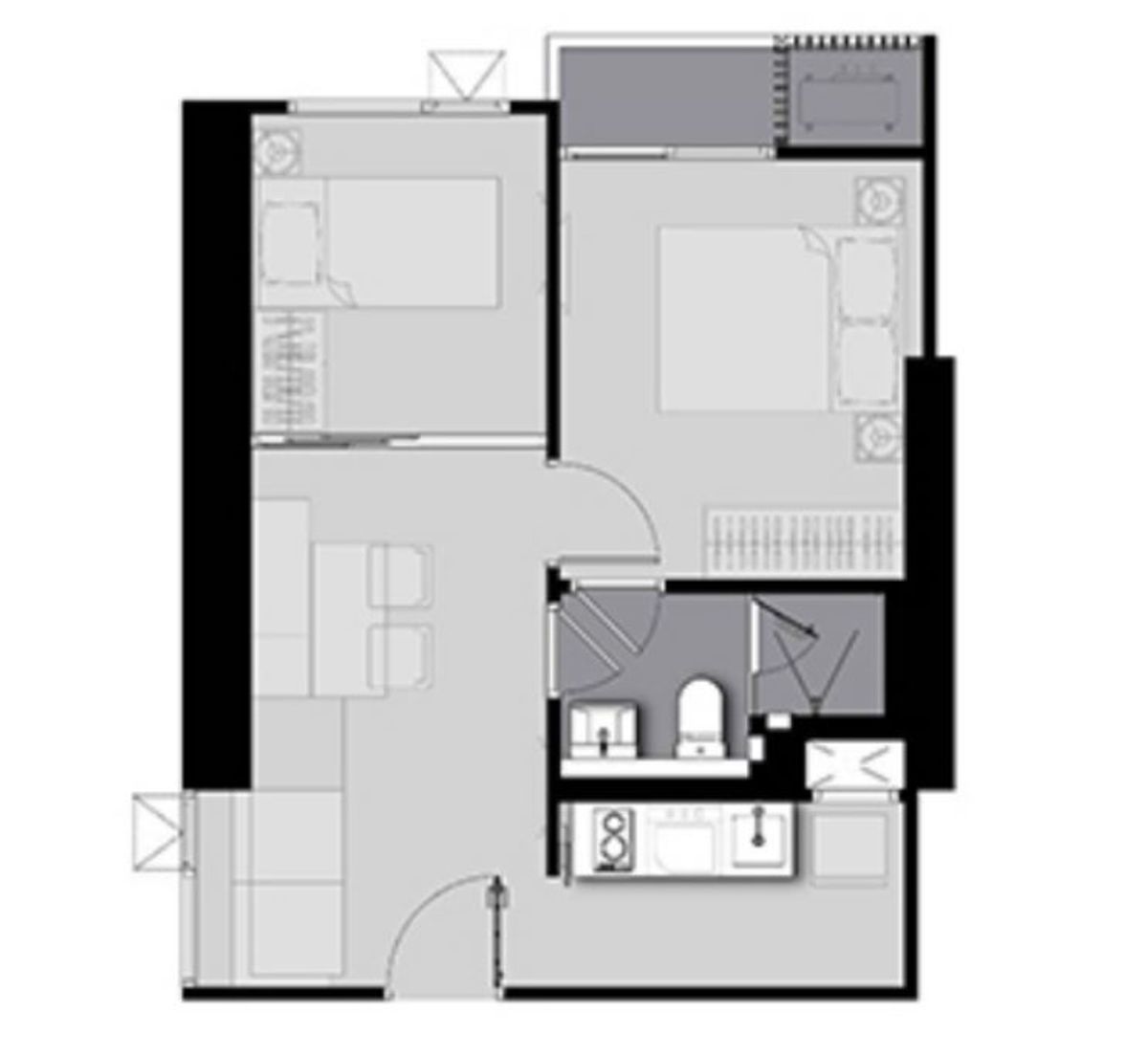 For RentCondoRama9, Petchburi, RCA : Cozy 1+1 bedroom for rent at Life Asoke Rama9 