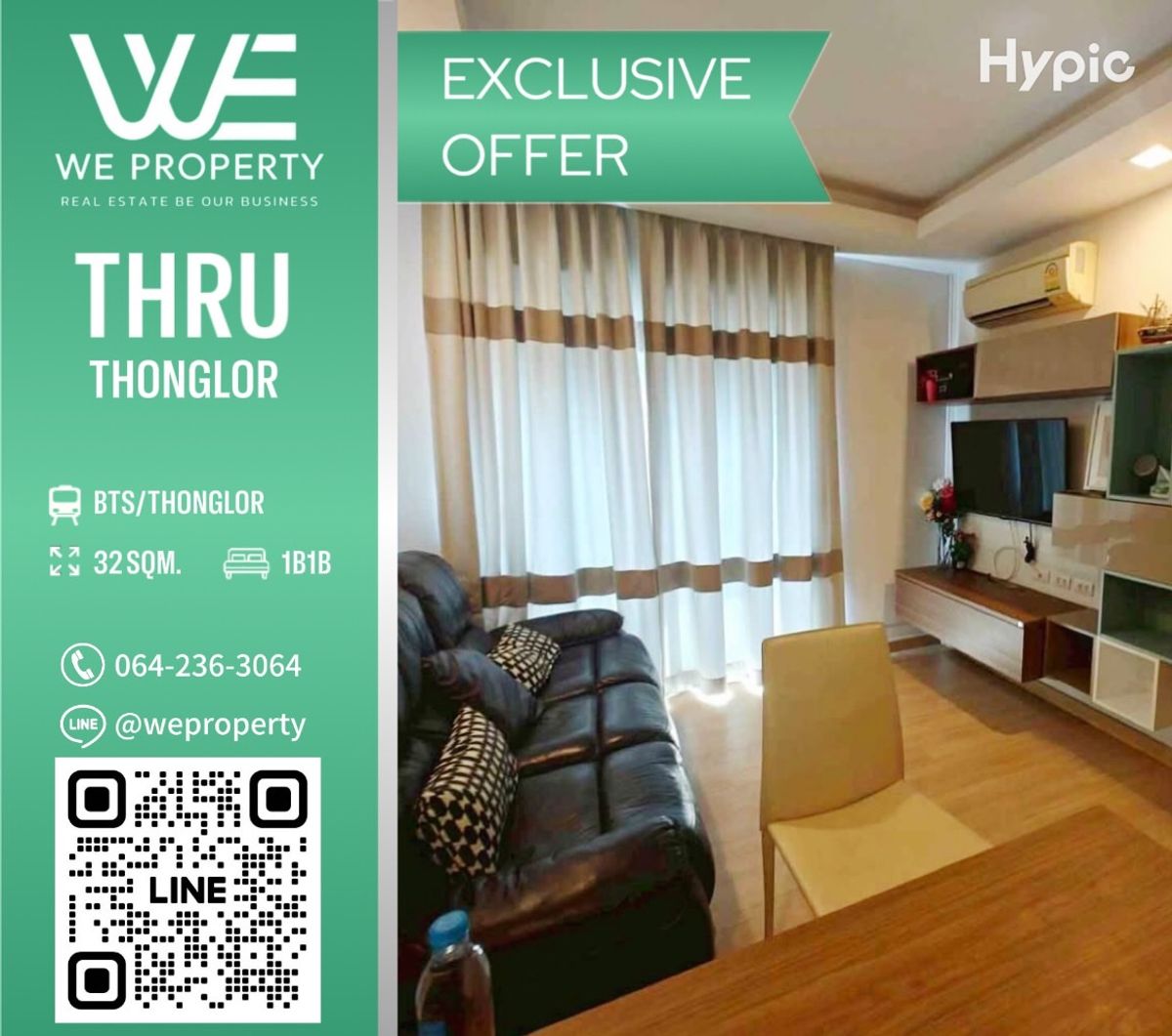 For SaleCondoRama9, Petchburi, RCA : Beautiful room, good location Fully furnished, best price!!⭐Thru Thonglor (True Thonglor)