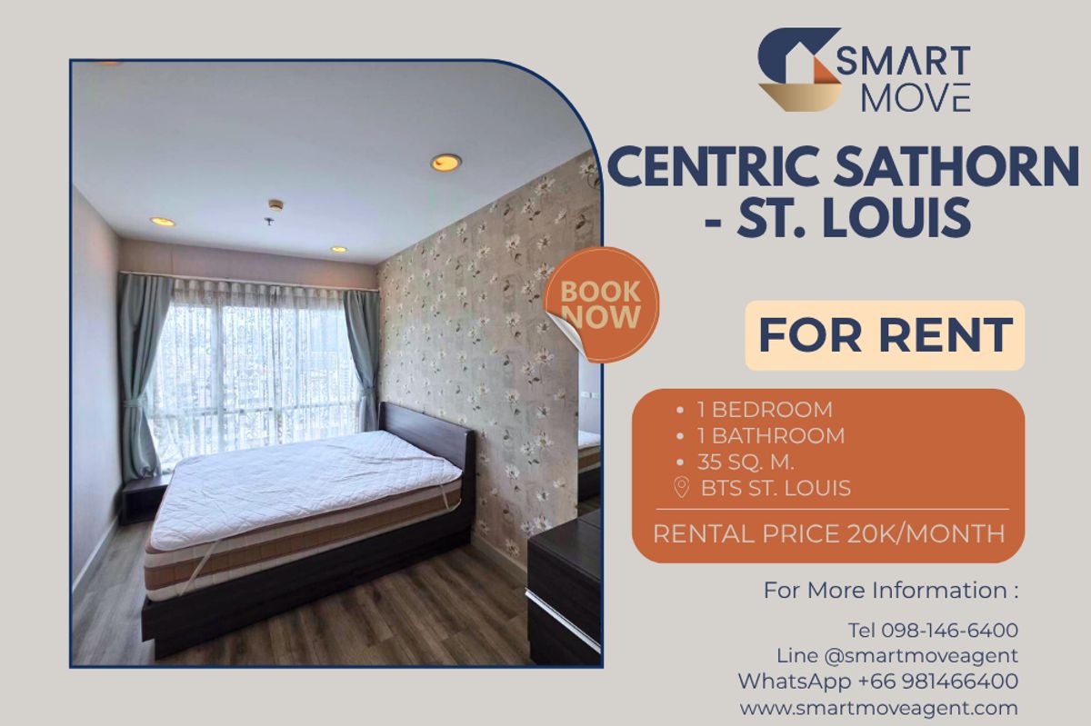 ให้เช่าคอนโดสาทร นราธิวาส : 🔥 สำหรับเช่า !! ชั้นสูง 14++ !!🔥Code C20221200219..........Centric Sathorn - St. Louis, 1 ห้องนอน, 1 ห้องน้ำ, แต่งครบ, พร้อมเข้าอยู่ 📣📣