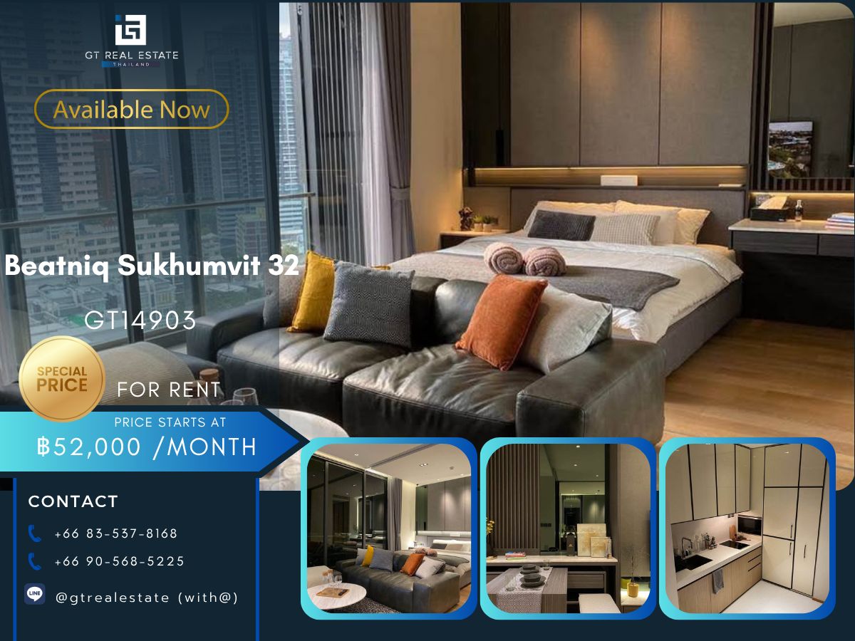 CondoSukhumvit, Asoke, Thonglor : Luxury condo at Beatniq Sukhumvit 32, convenient travel, close to BTS, shuttle available, beautifully decorated room, fully furnished, ready to move in.