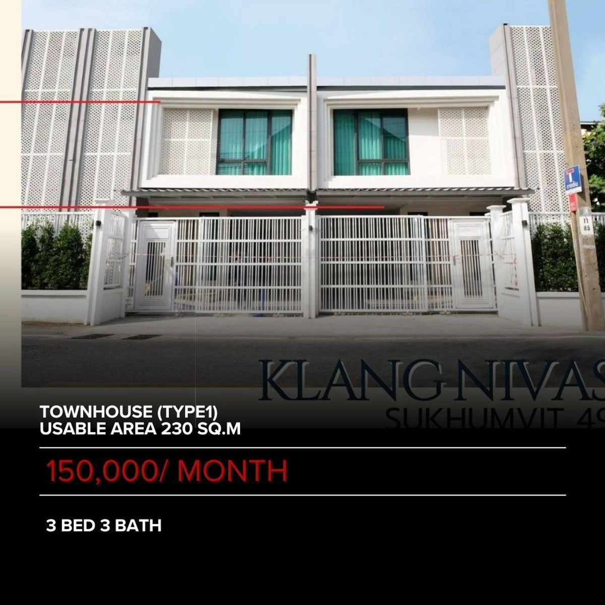 For RentTownhomeSukhumvit, Asoke, Thonglor : TownHouse (type1) Usable Area 230 sq.m.