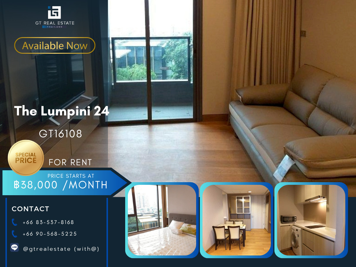 ให้เช่าคอนโดสุขุมวิท อโศก ทองหล่อ : ✨ GT16108 |  คอนโด The Lumpini 24 เดินทางสะดวก ใกล้รถไฟฟ้าบีทีเอส มีรถรับส่ง ห้องสวย เฟอร์นิเจอร์ครบ พร้อมอยู่