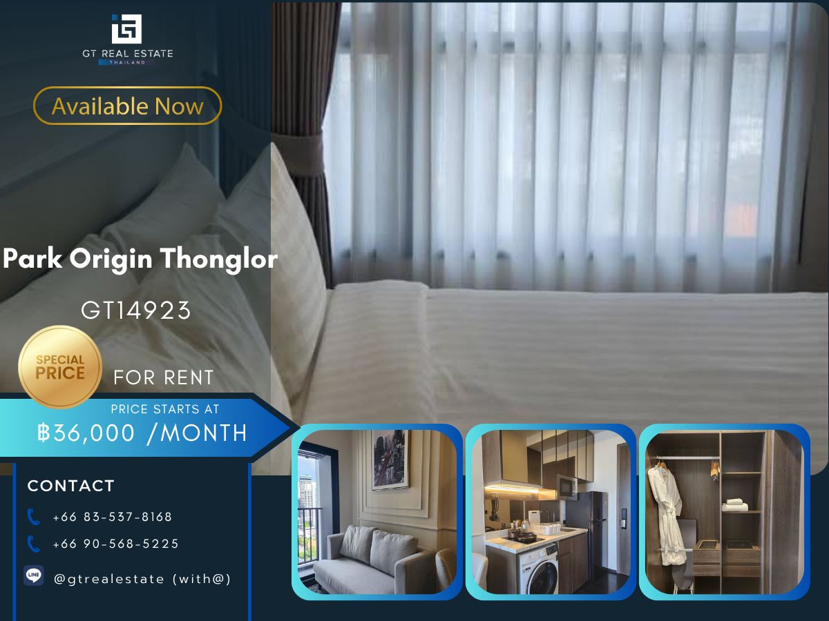For RentCondoSukhumvit, Asoke, Thonglor : Park Origin Thonglor Condo, convenient travel, near BTS, there is a shuttle, beautiful room, fully furnished, ready to move in!!
