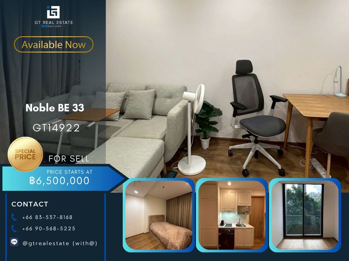 For SaleCondoSukhumvit, Asoke, Thonglor : Condo Noble BE 33, convenient travel, close to BTS, shuttle available, beautiful room, fully furnished, ready for sale!